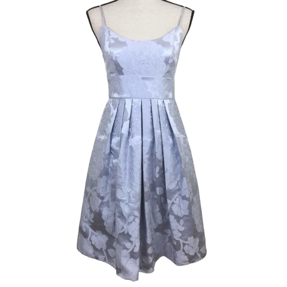 EUC David Bridal Dress. Floral Blue. Sz 2.